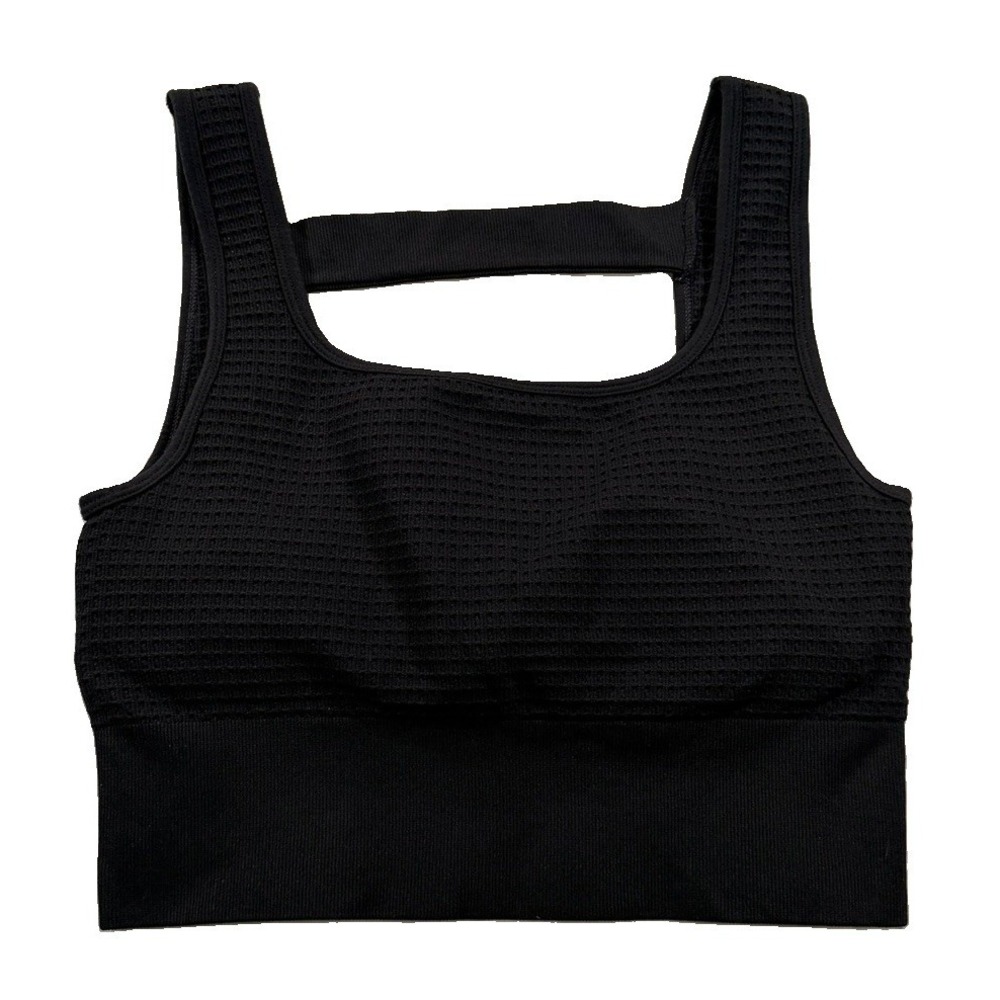 Yogalicious Waffle Seamless Sports Bra Size M Black Wireless Medium Support